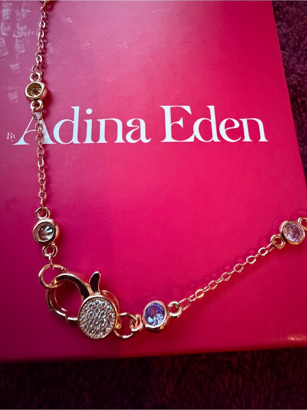 Adina Eden Rose Gold Multi-Stone Crystal Station Necklace